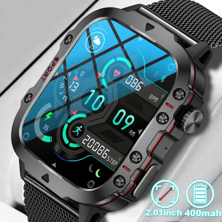 Смарт-годинник протиударний Smart Device 7 black milanese loop