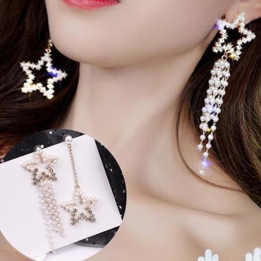 Сережки позолочені з кристалами і перлами №9216 