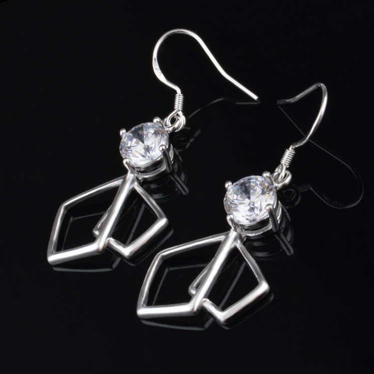 Сережки покриття срібло з кристалами №23068 