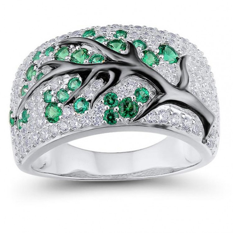 Каблучка покриття срібло з кристалами №9502