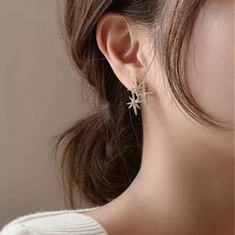 Сережки позолочені з кристалами №9677 