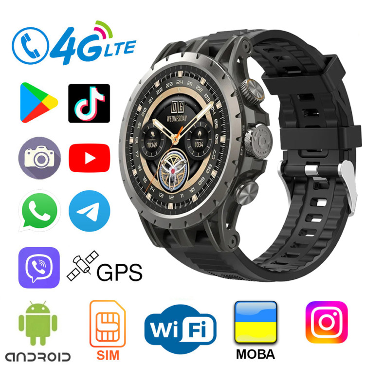 Смарт-годинник SIM-карта | Google Play | Wi-Fi | 16 ГБ | 4G | GPS