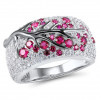 Каблучка покриття срібло з кристалами red №9504 Каблучка покриття срібло з кристалами red №9504
