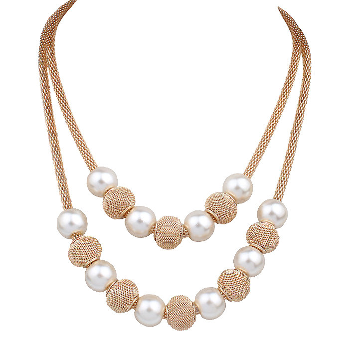 Кольє позолочене з перлами №06065 - 