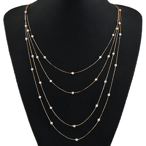 Кольє позолочене з перлами №06010