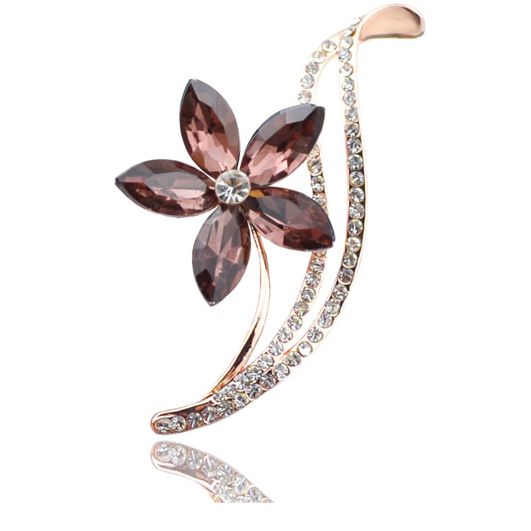 Брошка позолочена з кристалами №8276 