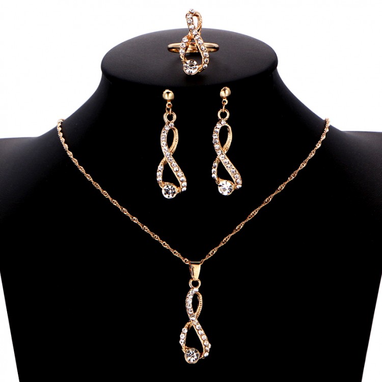 Комплект біжутерії позолочений з кристалами №08027 