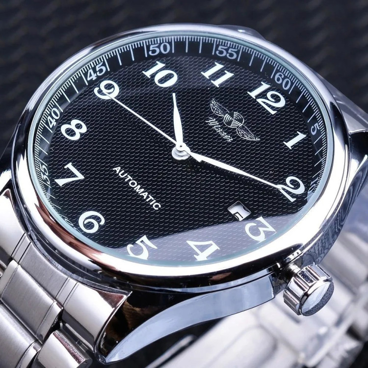 Чоловічий годинник механічний WINNER silver+black 