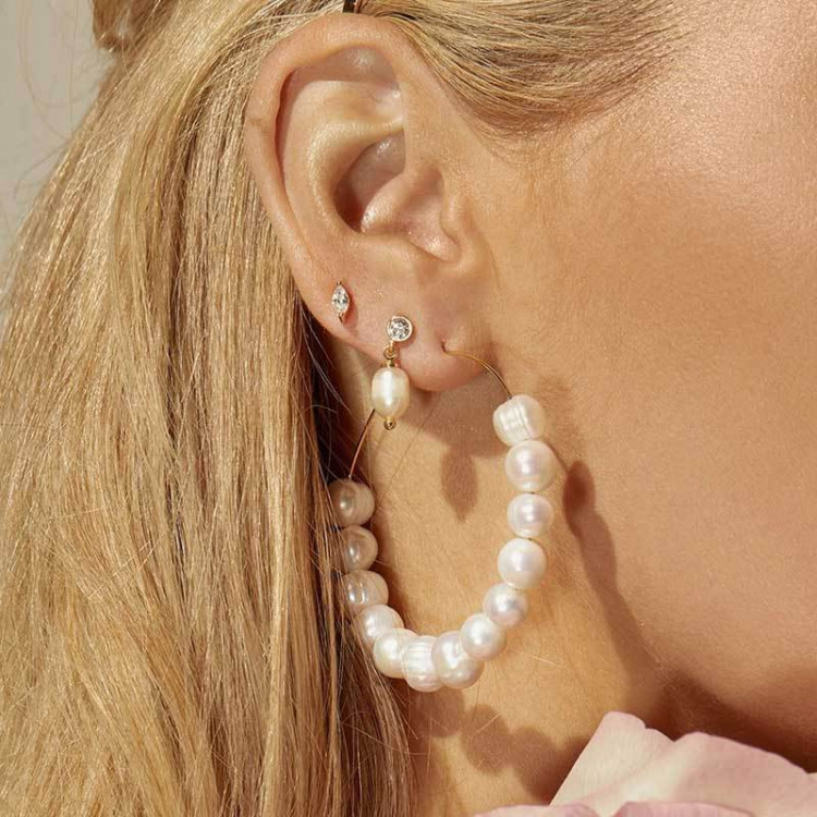 Сережки позолочені з перлами №14061 