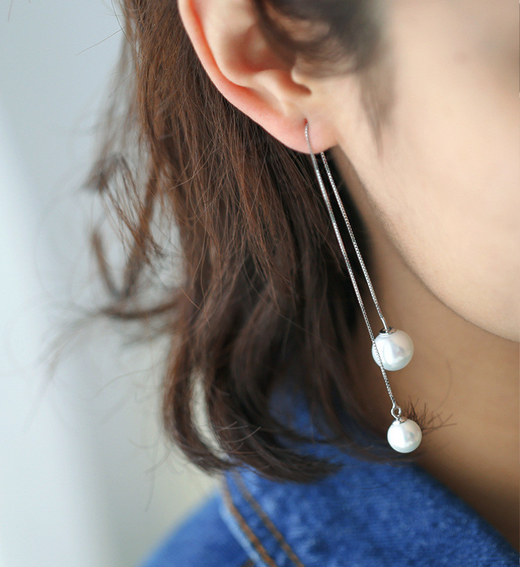  Сережки покриття срібло з перлами №23050  - 