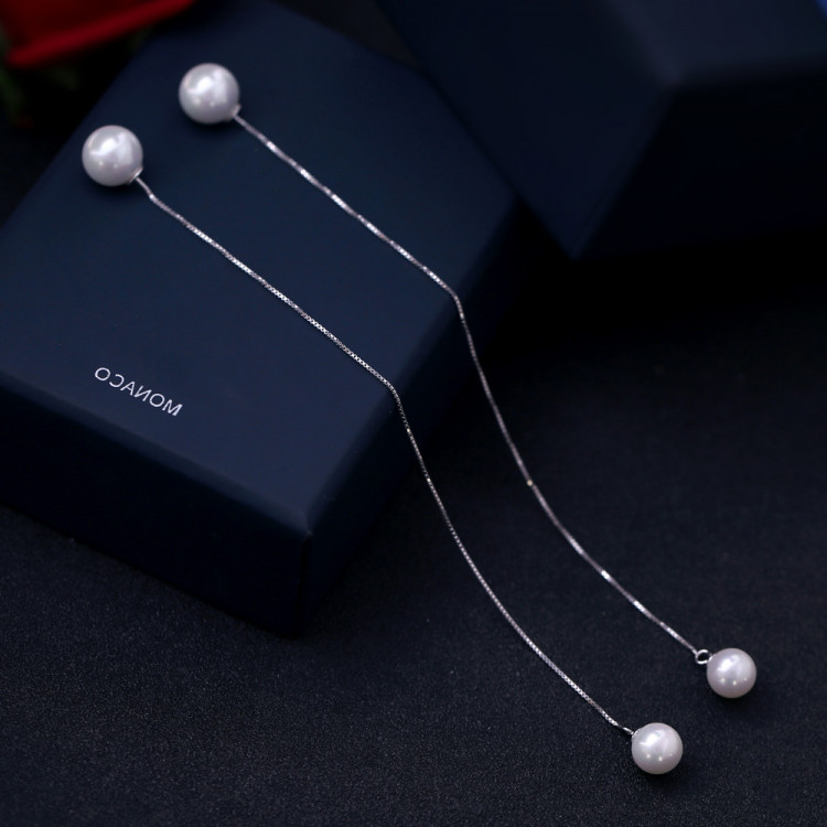  Сережки покриття срібло з перлами №23050  - 