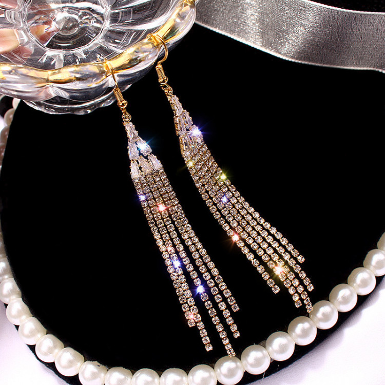 Сережки позолочені з кристалами №122-04 